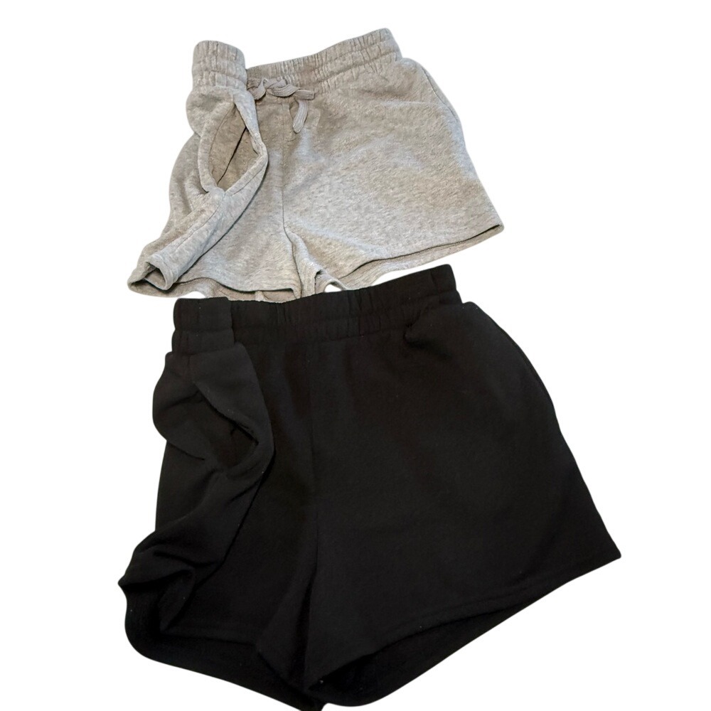 ECT Basics With Love Fleece Lounge Shorts Set Black Gray Medium 2 Pack - Picture 4 of 11